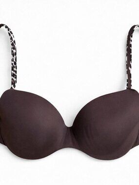 Chantelle Underwire Bra 36B Lightly Padded Brown Smooth Cup Leopard Strap